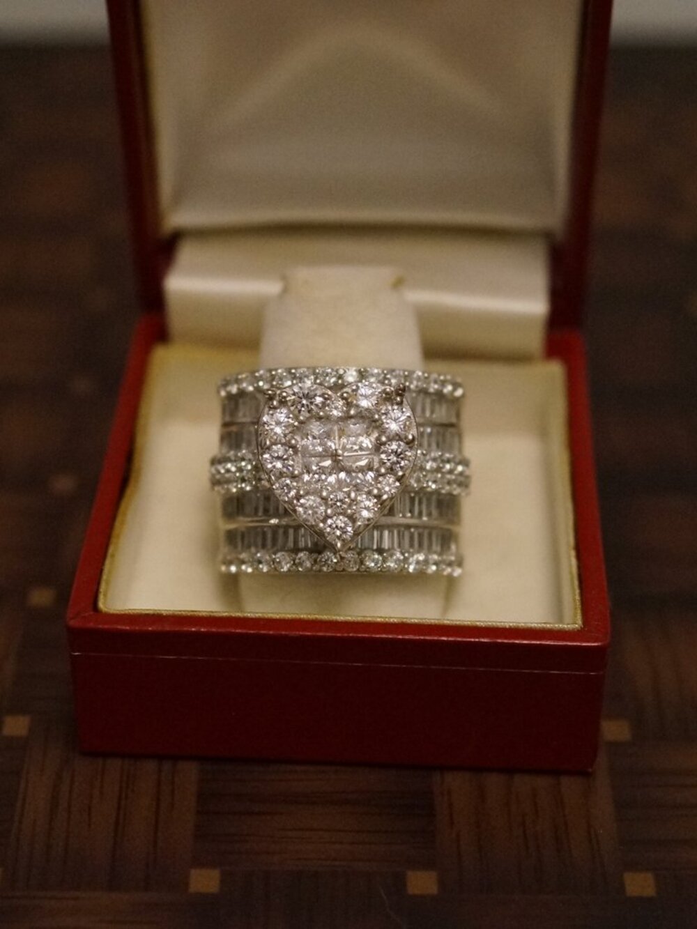 Bella Luce CZ Rhodium over Sterling Heart Ring 8.25ctw JTV BLN309 NWOT Size 9